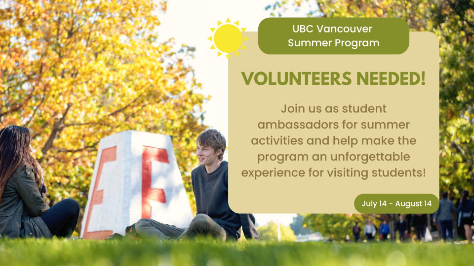 UBC Vancouver Summer Program Volunteer Opportunity UBC Chemical and