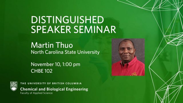 Distinguished Speaker Seminar Nov 10 – Martin Thuo