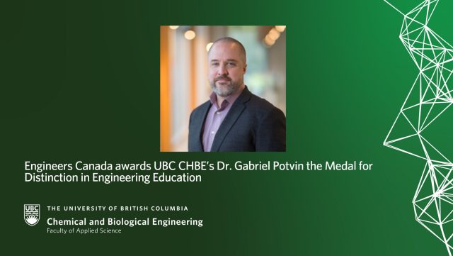 Engineers Canada awards Gabriel Potvin the Medal for Distinction in Engineering Education