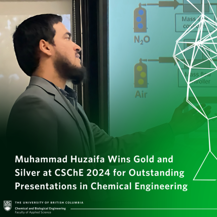 Muhammad Huzaifa Wins Gold and Silver at CSChE 2024 for Outstanding Presentations in Chemical Engineering