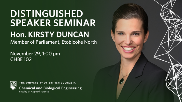 Distinguished Speaker Seminar Nov 29, 2024: Hon. Kirsty Duncan