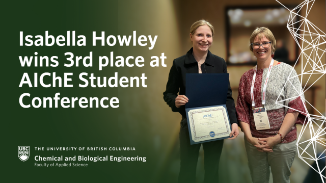 Isabella Howley wins 3rd place for research presentation at AIChE Annual Student Conference