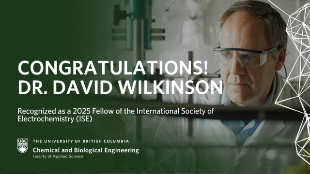 Dr. David Wilkinson named a 2025 Fellow of the International Society of Electrochemistry
