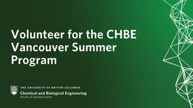 Volunteer for the CHBE Vancouver Summer Program